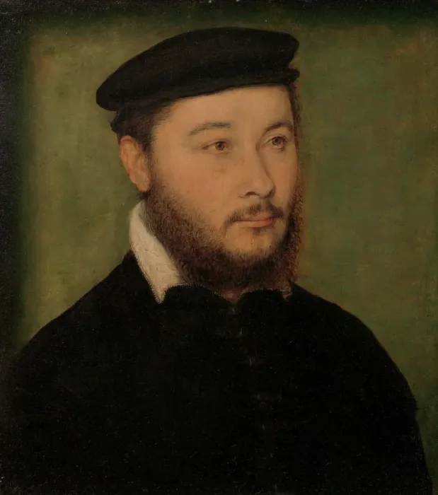 Framed Print : Portrait of a Man, ca. 1540-50. Creator: Attributed to Corneille de Lyon (Netherlandish Framed Print : Portrait of a Man, ca. 1540-50. Creator: Attributed to Corneille de Lyon (Netherlandish