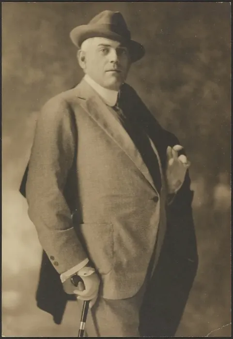 Framed Print : Portrait of a Man with Cane and Gloves, 1907-1943. Creator: Louis Fleckenstein Framed Print : Portrait of a Man with Cane and Gloves, 1907-1943. Creator: Louis Fleckenstein