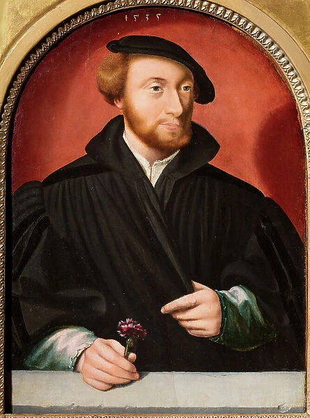 Portrait of a man with a carnation, 1535. Creator: Bruyn, Bartholomaeus (Barthel), the Elder (1493-1555)