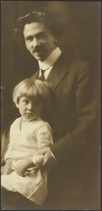 Framed Print : Portrait of a Man and Child, 1907-1943. Creator: Louis Fleckenstein Framed Print : Portrait of a Man and Child, 1907-1943. Creator: Louis Fleckenstein