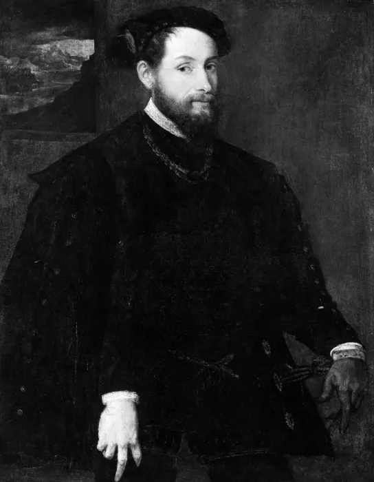 Framed Print : Portrait of a Man. Creator: Lambert Sustris Framed Print : Portrait of a Man. Creator: Lambert Sustris