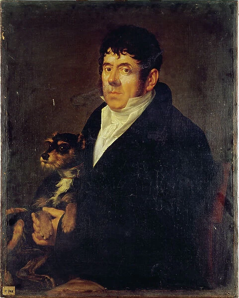 Portrait of a man with a dog, c1810. Creator: Unknown