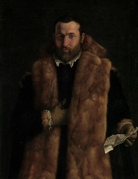 Portrait of a Man in a Fur-Trimmed Coat, ca. 1540. Creator: Italian (Lombard) Painter (ca