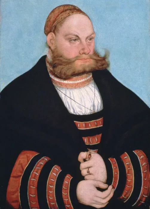 Framed Print : Portrait of a Man with a Gold-Embroidered Cap, 1532. Artist: Lucas Cranach the Elder Framed Print : Portrait of a Man with a Gold-Embroidered Cap, 1532. Artist: Lucas Cranach the Elder