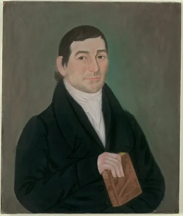 Framed Print : Portrait of a Man Holding a Book, c. 1823. Creator: Micah Williams Framed Print : Portrait of a Man Holding a Book, c. 1823. Creator: Micah Williams