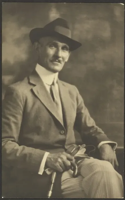 Framed Print : Portrait of a Man Holding Cane and Gloves, 1907-1943. Creator: Louis Fleckenstein Framed Print : Portrait of a Man Holding Cane and Gloves, 1907-1943. Creator: Louis Fleckenstein