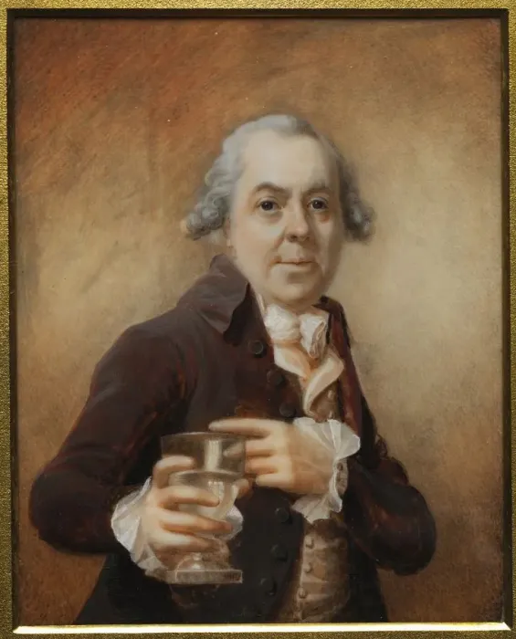 Framed Print : Portrait of a Man Holding a Glass, c. 1780s. Creator: Joseph Daniel (British, c. 1760-1803) Framed Print : Portrait of a Man Holding a Glass, c. 1780s. Creator: Joseph Daniel (British, c. 1760-1803)