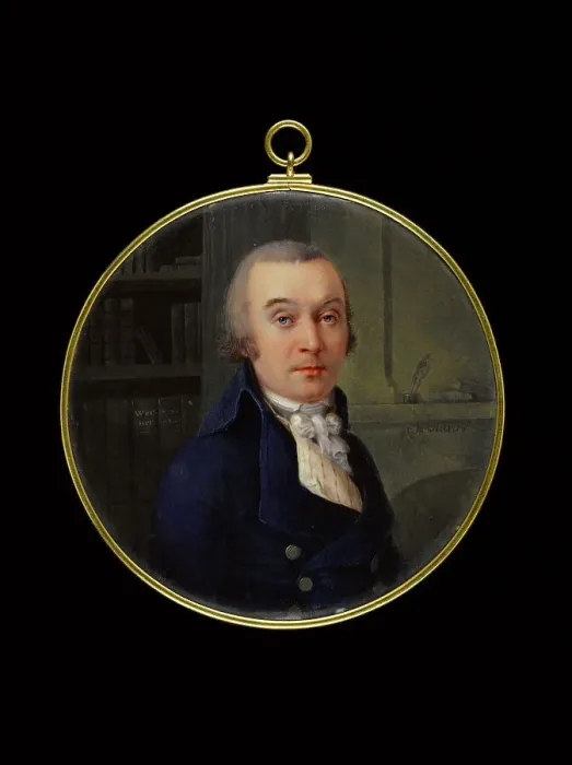 Framed Print : Portrait of a man in a library, between 1800 and 1810. Creator: Henri Leveque Framed Print : Portrait of a man in a library, between 1800 and 1810. Creator: Henri Leveque