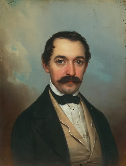 Framed Print : Portrait of a man with moustache, 1847. Creator: Gustav Muller Framed Print : Portrait of a man with moustache, 1847. Creator: Gustav Muller