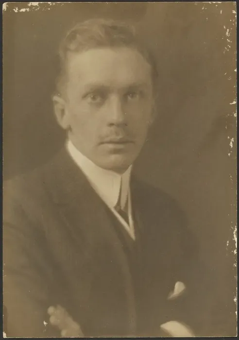 Framed Print : Portrait of a Man with Thin Moustache, 1907-1943. Creator: Louis Fleckenstein Framed Print : Portrait of a Man with Thin Moustache, 1907-1943. Creator: Louis Fleckenstein