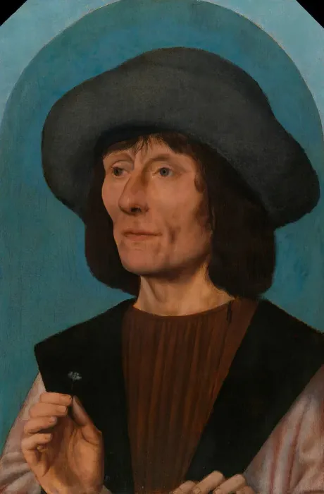 Framed Print : Portrait of a Man with a Pink, 1500 / 10. Creator: Quentin Metsys I Framed Print : Portrait of a Man with a Pink, 1500 / 10. Creator: Quentin Metsys I