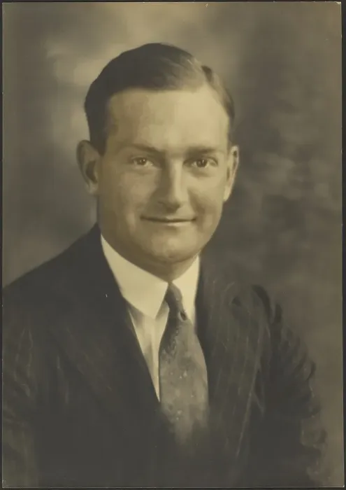 Framed Print : Portrait of a Man in Pinstripe Suit, 1907-1943. Creator: Louis Fleckenstein Framed Print : Portrait of a Man in Pinstripe Suit, 1907-1943. Creator: Louis Fleckenstein