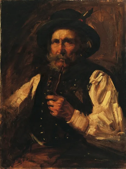 Framed Print : Portrait of a man with a pipe, c1930. Creator: Gejza Kukan Framed Print : Portrait of a man with a pipe, c1930. Creator: Gejza Kukan
