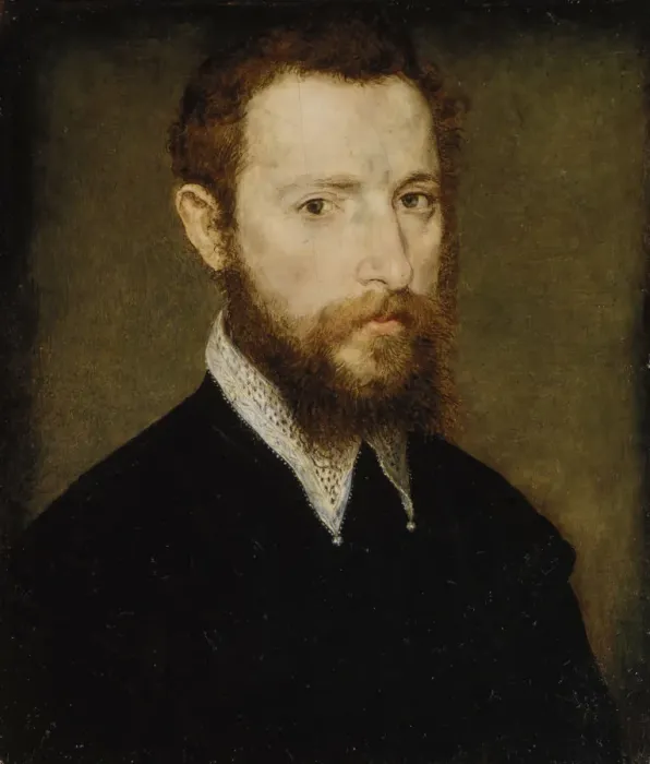 Framed Print : Portrait of a Man with a Pointed Collar. Creator: Attributed to Corneille de Lyon (Netherlandish Framed Print : Portrait of a Man with a Pointed Collar. Creator: Attributed to Corneille de Lyon (Netherlandish