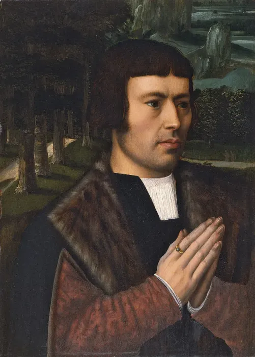 Framed Print : Portrait of a Man praying. Artist: Benson, Ambrosius (1495-1550) Framed Print : Portrait of a Man praying. Artist: Benson, Ambrosius (1495-1550)