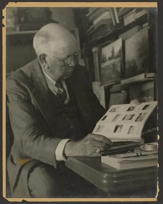Framed Print : Portrait of a Man Reading Magazine, 1907-1943. Creator: Louis Fleckenstein Framed Print : Portrait of a Man Reading Magazine, 1907-1943. Creator: Louis Fleckenstein