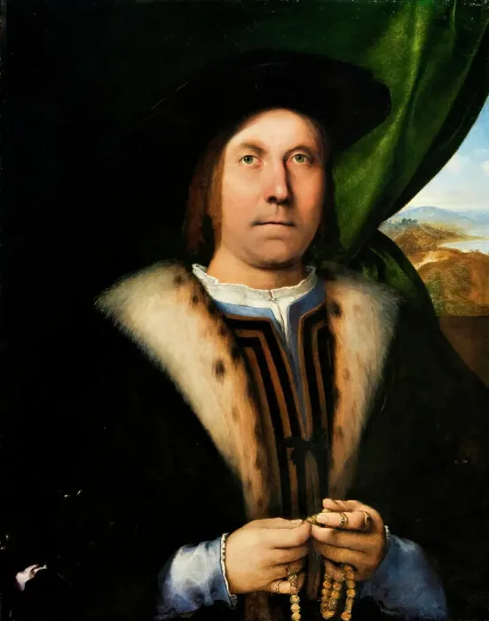 Framed Print : Portrait of a Man with a Rosary, c1520. Creator: Lorenzo Lotto Framed Print : Portrait of a Man with a Rosary, c1520. Creator: Lorenzo Lotto