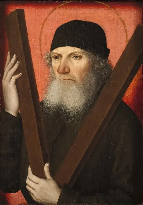 Framed Print : Portrait of a Man as Saint Andrew (recto), 1480. Creator: Master of the Magdalen Legend Framed Print : Portrait of a Man as Saint Andrew (recto), 1480. Creator: Master of the Magdalen Legend