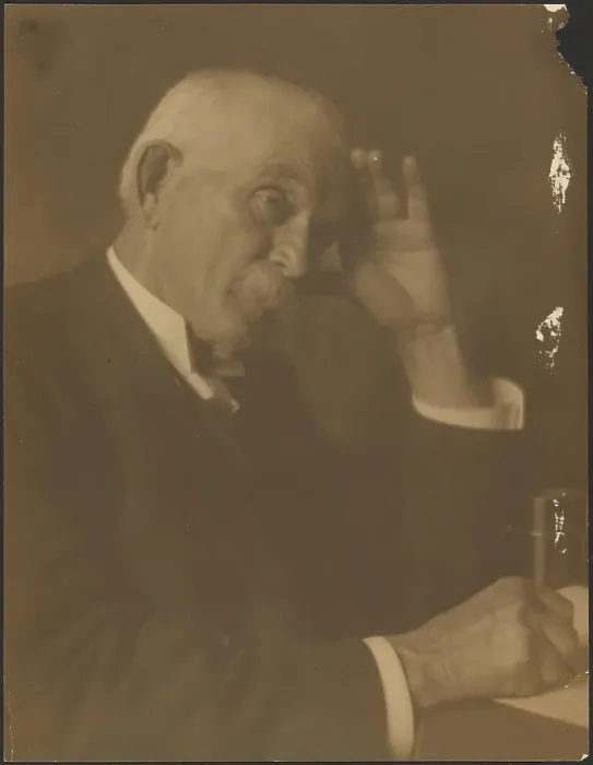 Framed Print : Portrait of a Man Seated at Desk, 1907-1943. Creator: Louis Fleckenstein Framed Print : Portrait of a Man Seated at Desk, 1907-1943. Creator: Louis Fleckenstein