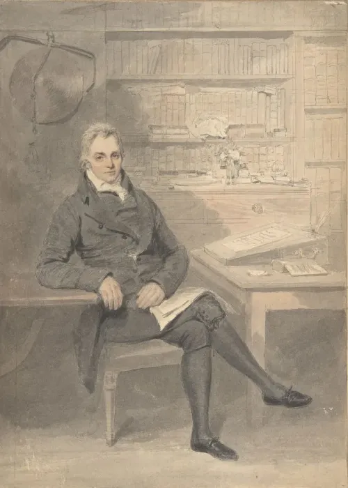 Framed Print : Portrait of a Man, Seated in Front of a Writing Desk, 1795-1800. Creator: Henry Edridge Framed Print : Portrait of a Man, Seated in Front of a Writing Desk, 1795-1800. Creator: Henry Edridge