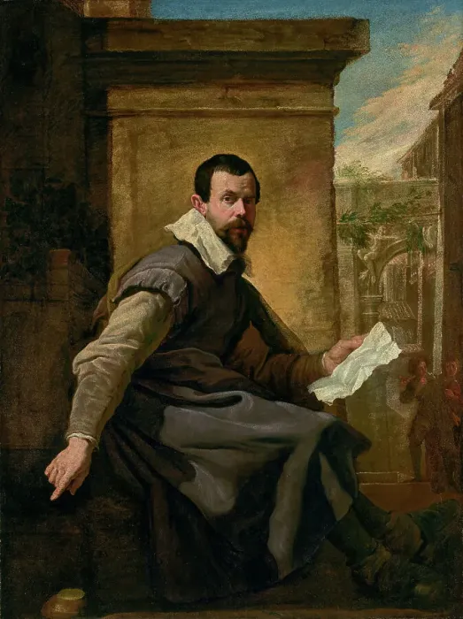 Framed Print : Portrait of a Man with a Sheet of Music, about 1620. Creator: Domenico Fetti Framed Print : Portrait of a Man with a Sheet of Music, about 1620. Creator: Domenico Fetti