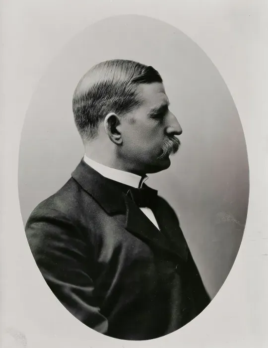 Framed Print : Portrait of man in suit with moustache, possibly Andrée, Salomon August (1854-1897)... 1890-1895. Creator: Unknown Framed Print : Portrait of man in suit with moustache, possibly Andrée, Salomon August (1854-1897)... 1890-1895. Creator: Unknown