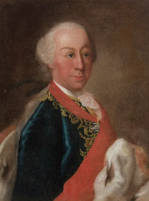 Framed Print : Portrait of a Man in a Tailcoat and an Ermine Cloak, 18th century. Creator: Unknown Framed Print : Portrait of a Man in a Tailcoat and an Ermine Cloak, 18th century. Creator: Unknown