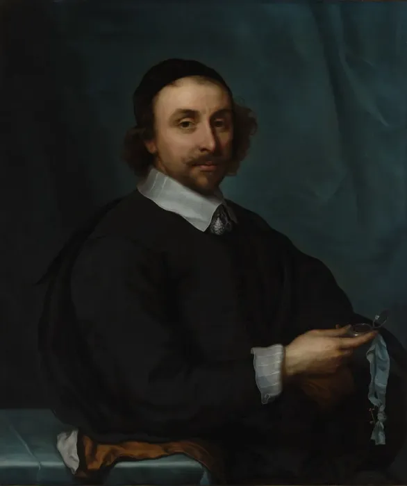 Framed Print : Portrait of a Man with a Watch, 1657. Creator: Cornelis Jonson van Ceulen Framed Print : Portrait of a Man with a Watch, 1657. Creator: Cornelis Jonson van Ceulen