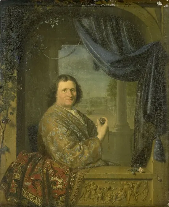 Framed Print : Portrait of a Man with a Watch, 1688. Creator: Pieter Cornelisz. van Slingeland Framed Print : Portrait of a Man with a Watch, 1688. Creator: Pieter Cornelisz. van Slingeland