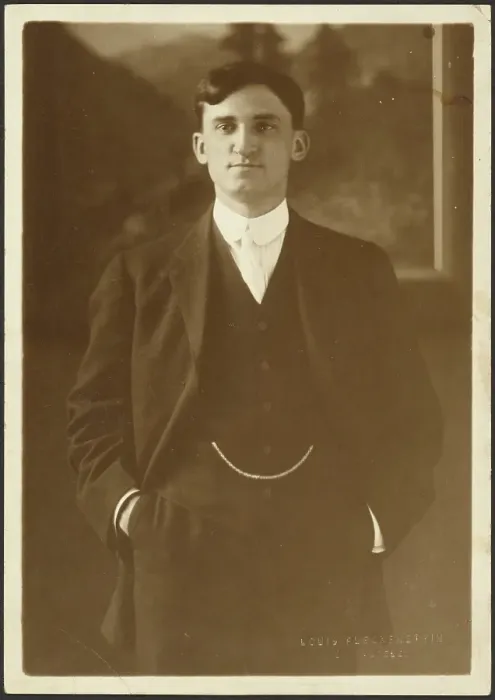 Framed Print : Portrait of a Man with Watch Chain, 1907-1924. Creator: Louis Fleckenstein
