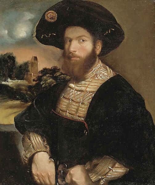 Portrait of a Man Wearing a Black Beret, c.1530. Creator: Dosso Dossi