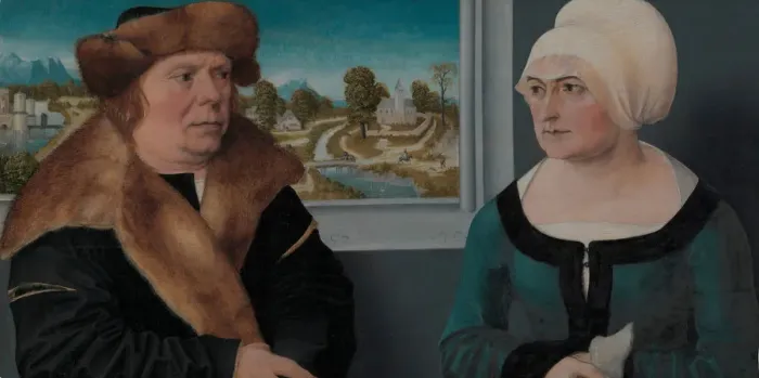 Framed Print : Portrait of a Man and His Wife (Lorenz Kraffter and Honesta Merz?), 1512. Creator Framed Print : Portrait of a Man and His Wife (Lorenz Kraffter and Honesta Merz?), 1512. Creator
