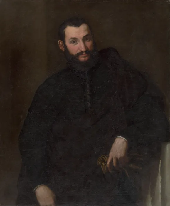 Framed Print : Portrait of a Man (With a Fragment of Antique Column), around 1540. Creator: Paris Bordone Framed Print : Portrait of a Man (With a Fragment of Antique Column), around 1540. Creator: Paris Bordone