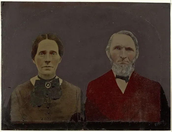 Framed Print : Portrait of man and woman, 1860s-1880s. Creator: Unknown Framed Print : Portrait of man and woman, 1860s-1880s. Creator: Unknown