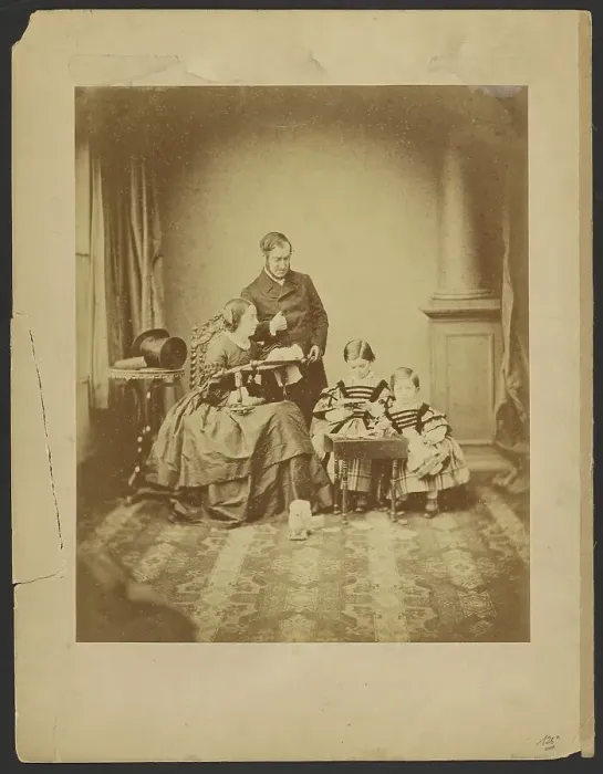 Framed Print : Portrait of man, woman, and children, about 1859. Creator: Unknown Framed Print : Portrait of man, woman, and children, about 1859. Creator: Unknown