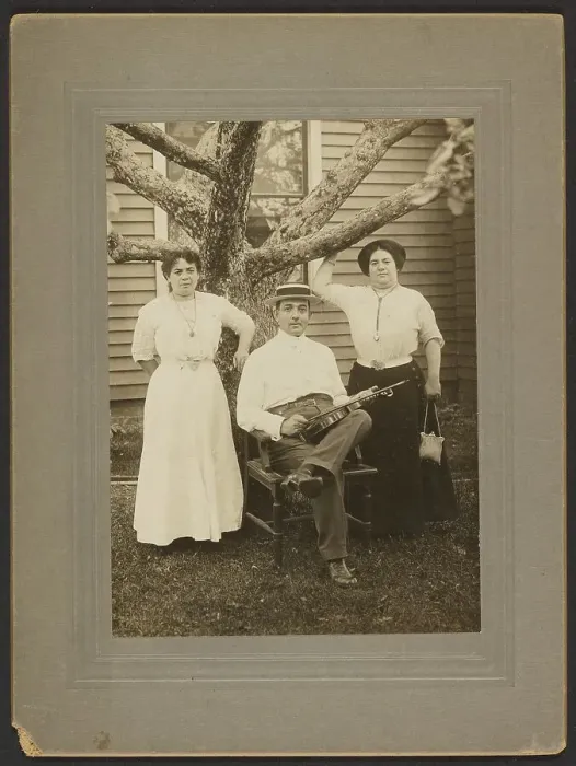 Framed Print : Portrait of a man and two women, about 1890-1900. Creator: Unknown Framed Print : Portrait of a man and two women, about 1890-1900. Creator: Unknown