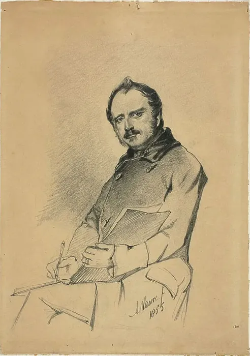 Framed Print : Portrait of a Man Writing, 1855. Creator: Anton Mauve Framed Print : Portrait of a Man Writing, 1855. Creator: Anton Mauve