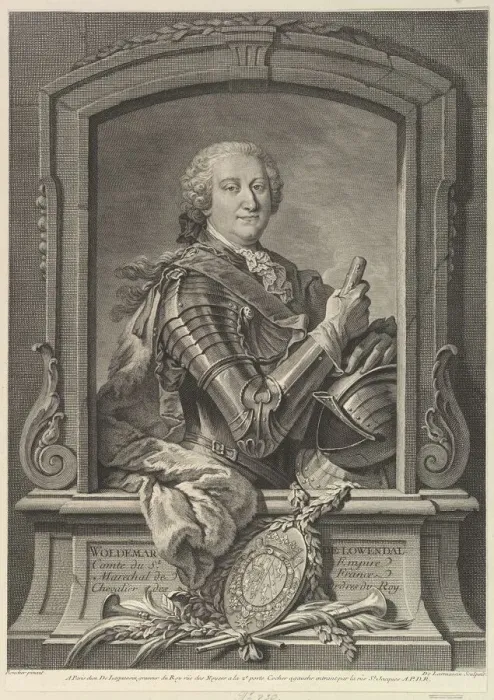 Framed Print : Portrait of Marechal de Lowendal, 18th century. Creator: Nicolas de Larmessin Framed Print : Portrait of Marechal de Lowendal, 18th century. Creator: Nicolas de Larmessin