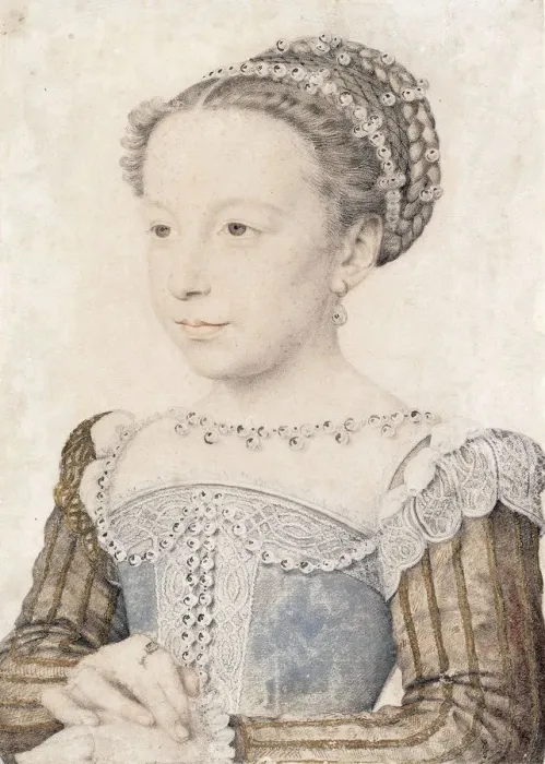 Framed Print : Portrait of Margaret of Valois (1553-1615), ca 1559. Artist: Clouet, Francois (1510-1572) Framed Print : Portrait of Margaret of Valois (1553-1615), ca 1559. Artist: Clouet, Francois (1510-1572)