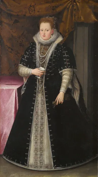 Framed Print : Portrait of Margherita Gonzaga (1564-1618), Duchess of Ferrara, c1585-1590. Creator: Bahuet, Jean (ca 1552-1597) Framed Print : Portrait of Margherita Gonzaga (1564-1618), Duchess of Ferrara, c1585-1590. Creator: Bahuet, Jean (ca 1552-1597)