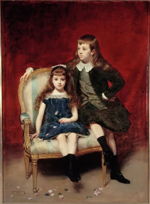 Framed Print : Portrait of Marguerite (1883-1973) and Robert (1880-1956) de Broglie, 1890. Creator: Charles Emile Auguste Carolus-Duran Framed Print : Portrait of Marguerite (1883-1973) and Robert (1880-1956) de Broglie, 1890. Creator: Charles Emile Auguste Carolus-Duran