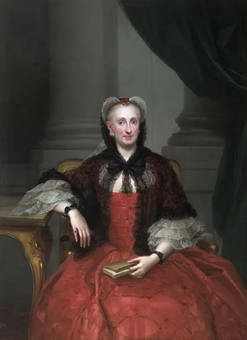 Framed Print : Portrait of Maria Amalia of Saxony (1724?1760), Queen consort of Spain, ca 1760. Artist: Mengs, Anton Raphael (1728-1779) Framed Print : Portrait of Maria Amalia of Saxony (1724?1760), Queen consort of Spain, ca 1760. Artist: Mengs, Anton Raphael (1728-1779)