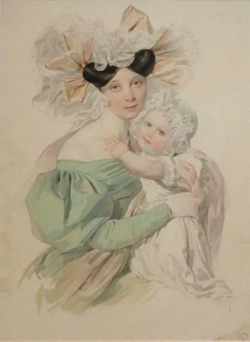 Framed Print : Portrait of Maria Trofimovna Pashkova (1819-1892), nee Countess von Baranov, with daughter Alexandra Framed Print : Portrait of Maria Trofimovna Pashkova (1819-1892), nee Countess von Baranov, with daughter Alexandra