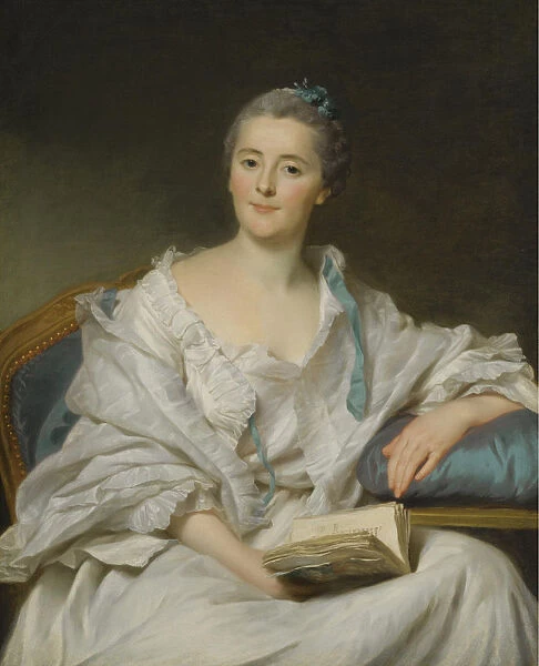 Portrait of Marie-Francoise Julie Constance Filleul, Marquise de Marigny with a book. Artist: Roslin, Alexander (1718-1793)