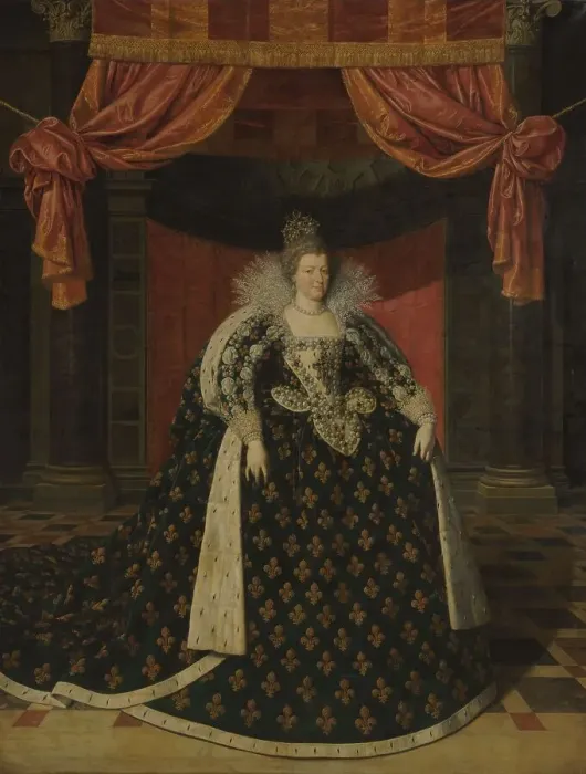 Framed Print : Portrait of Marie de Médicis (1575-1642), Queen of France, in Robes of State, c.1610. Creator: Frans Pourbus the Younger Framed Print : Portrait of Marie de Médicis (1575-1642), Queen of France, in Robes of State, c.1610. Creator: Frans Pourbus the Younger