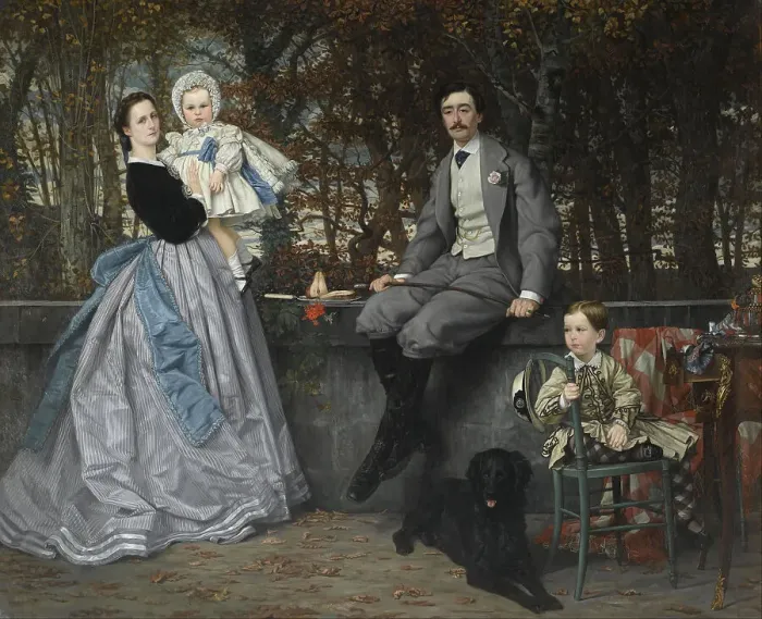 Framed Print : Portrait of the Marquis and Marchioness of Miramon and their children, 1865. Artist: Tissot, James Jacques Joseph (1836-1902) Framed Print : Portrait of the Marquis and Marchioness of Miramon and their children, 1865. Artist: Tissot, James Jacques Joseph (1836-1902)