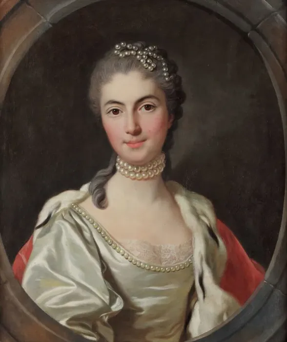 Framed Print : Portrait of Marquise Anna Malaspina (1727-1797), 1759. Creator: Van Loo, Louis Michel (1707-1771) Framed Print : Portrait of Marquise Anna Malaspina (1727-1797), 1759. Creator: Van Loo, Louis Michel (1707-1771)