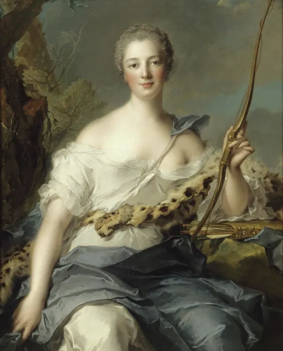 Framed Print : Portrait of the Marquise de Pompadour (1721-1764) as Diana, 1746. Creator: Nattier, Jean-Marc (1685-1766) Framed Print : Portrait of the Marquise de Pompadour (1721-1764) as Diana, 1746. Creator: Nattier, Jean-Marc (1685-1766)