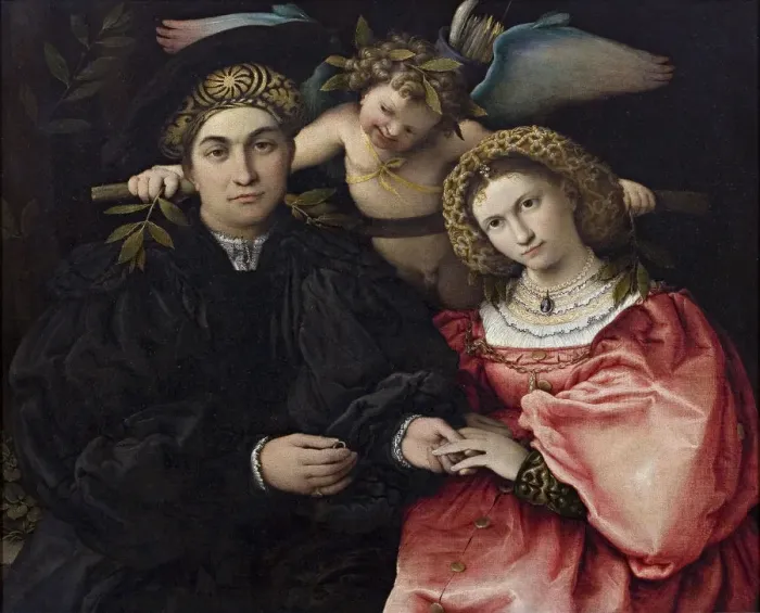 Framed Print : Portrait of Marsilio Cassotti and His Bride Faustina. Artist: Lotto, Lorenzo (1480-1556) Framed Print : Portrait of Marsilio Cassotti and His Bride Faustina. Artist: Lotto, Lorenzo (1480-1556)