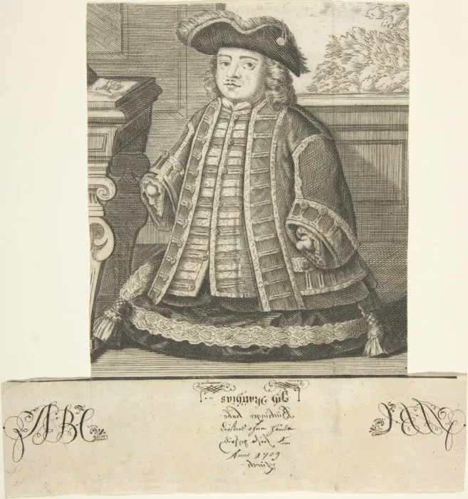 Framed Print : Portrait of Matthias Buchinger (1674-1739), 1709. Creator: Anon Framed Print : Portrait of Matthias Buchinger (1674-1739), 1709. Creator: Anon